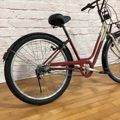 【大人用】整備済中古自転車 ブリヂストン 26型ベガス 赤ベージュ色 <自転車のオオムラ 静岡店>の画像