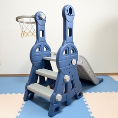 バスケットゴール付き滑り台！子ども用室内遊具の画像