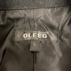 オリーグ OLEEG Pコート アウター 長袖 無地 L 黒 ブラック メンズの画像