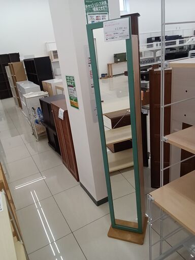 ☆リユースのサカイ日立店☆HJ8396 ミラー（収納棚つき） グリーン