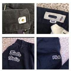 【無料】140cm FILA フィラ　ウエスト総ゴム　キッズパンツ　厚手生地ネイビーの画像