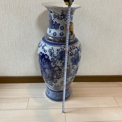 美品　大型　壺　花瓶　中国風　高さ約60㎝　横幅最大 中国陶磁器　風　ブルー インテリア　ディスプレイ　の画像