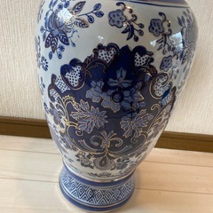 美品　大型　壺　花瓶　中国風　高さ約60㎝　横幅最大 中国陶磁器　風　ブルー インテリア　ディスプレイ　の画像