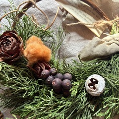 玄関ドアにも。クリスマスのミニリースの画像