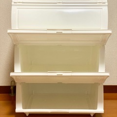 【無料】ニトリ Nフラッテ　前開き式プラスチックケース 3セット　ホワイトの画像