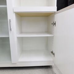 【恵庭】ニトリ　食器棚　レンジ台　収納棚　ホワイト　中古品　PayPay支払いOK！の画像