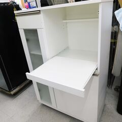【恵庭】ニトリ　食器棚　レンジ台　収納棚　ホワイト　中古品　PayPay支払いOK！の画像