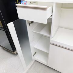 【恵庭】ニトリ　食器棚　レンジ台　収納棚　ホワイト　中古品　PayPay支払いOK！の画像