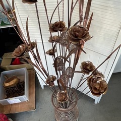 【定価約6万円程】 ヨーロピアン ブロンズ 金属 お花 インテリア LED ライト オシャレ 1121-012の画像