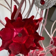 【定価約6万円程！】 金属 ヨーロピアン レッド アルミ 蓮の花 ？ スタンドライト インテリア LED 照明  スタンディングフロアランプ  オシャレ 1121-013の画像