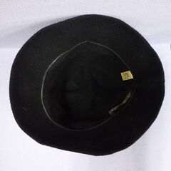 ( E-52 )SUN HILLS CO.,LTD 帽子 クロッシェ ピュアカシミヤ１００％ レディース ブラック 黒 リボン 中古の画像