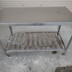 兵庫県 三田市 直接お引き取り限定 ステンレス作業台 縦60×横120×高さ79 調理台 業務用 棚付き 店舗用品 厨房用品 飲食店 キッチン 中古の画像