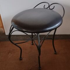 コンパクト ドレッサー ミラー付き 椅子セット 黒 スチールフレームの画像