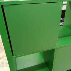 リユースのサカイ栃木店★ジモティ割あり★  収納棚 グリーン W76.5×D41×H146.5 クリーニング済み TC11716の画像