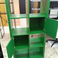 リユースのサカイ栃木店★ジモティ割あり★  収納棚 グリーン W76.5×D41×H146.5 クリーニング済み TC11716の画像