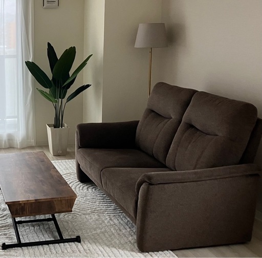 ニトリ2人掛けソファ 布張りタイプ (ナルタ 布KD BR) (イケダ) 桑園の