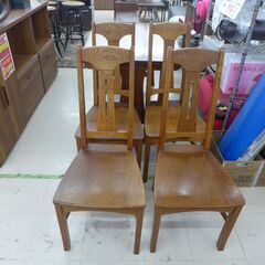 中古 ダイニング5点セット  無垢材 メーカー不明　公田店の画像