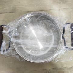 △ 杉山金属 純銅木柄ジャンボカレーポット カレーポット  両手鍋 銅製鍋 銅製品 21cm ガラス蓋付き 未使用品の画像