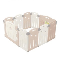 美品♡折りたたみ式 ベビーサークル ベージュ&ホワイト♡扉・トイパネル付き
の画像