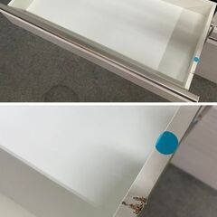 大川家具 キッチンカウンター 幅120 ハイグロスホワイト木目 フルスライドレール レンジ台 食器棚 カウンター 中古 店頭引取歓迎 R10233の画像