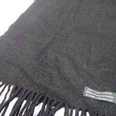 ( E-53 )カシミヤマフラー カシミア １００％ ブラック 黒 MADE IN WEST-GERMANY 中古の画像