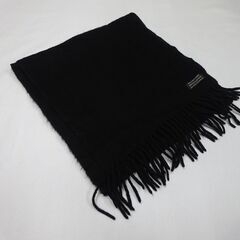 ( E-53 )カシミヤマフラー カシミア １００％ ブラック 黒 MADE IN WEST-GERMANY 中古の画像
