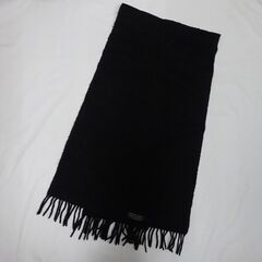 ( E-53 )カシミヤマフラー カシミア １００％ ブラック 黒 MADE IN WEST-GERMANY 中古の画像