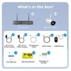 300 万画素カメラ 4台新品Hiseeu  Wi-Fi  監視システム セット 16CHの画像