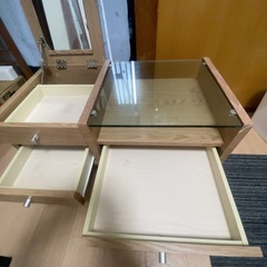 ドレッサー付きセンーターテーブル(ナチュラル)の画像