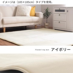 低反発カーペット　アイボリー フランネルラグ 185x185cm 厚さ25mmの画像