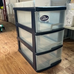 収納キャビネット🗄️プラスチック製3段❣️マイキャビネットMyCabinet40×65×74cm傷•汚れ•割れあり💦衣類収納深型収納ボックス青ブルーの画像