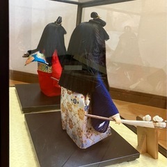 日本人形 稚見 雛人形 ペアガラスケース 紅白 梅 寿宝作 目立った傷や汚れなしの画像