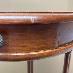 中古　ヴィンテージ　木製　サイドテーブル　オケージョナルテーブル　丸型　飾り台　花柄の画像