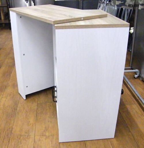 伸縮可能 キッチンカウンター 炊飯器ラック レンジボード レンジ台 食器棚 収納ラック スライド棚付き(幅 73.5～121.5cm)  札幌市 厚別区