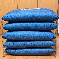 【未使用】座布団 天馬柄 青房付 5枚セットの画像