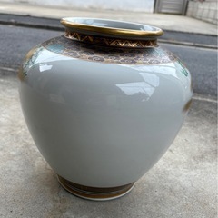 九谷焼 　竹隆作（北村隆）金牡丹金鶏　大花瓶　大壺　木箱入りの画像