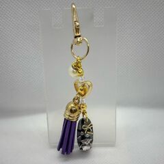 ネールチップキーホルダー パープルタッセル クマモチーフ SH_112の画像