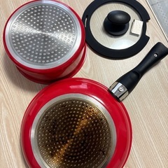 【IH用3点セット】取っ手が取れるフライパンと鍋（蓋付き）の画像