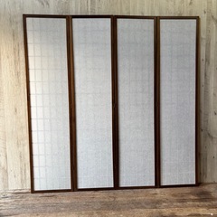 障子スクリーン 木製フレーム パーテーション 衝立 和風 2連+4連 目隠しの画像