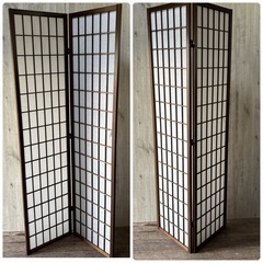 障子スクリーン 木製フレーム パーテーション 衝立 和風 2連+4連 目隠しの画像