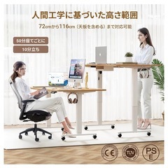 Alebert｢アレベルト｣ 電動式 昇降デスク 昇降式デスク 幅160*奥行80cm の画像