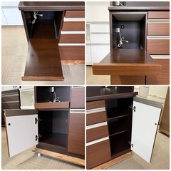 【美品‼️】定価29万♪ 高級 松田家具 140cm幅キッチンボード 食器棚 収納家具 木目調ダークブラウン♪の画像