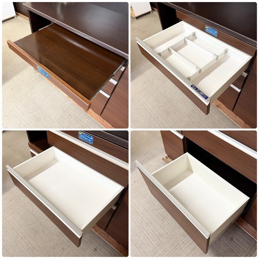 【美品‼️】定価29万♪ 高級 松田家具 140cm幅キッチンボード 食器棚 収納家具 木目調ダークブラウン♪