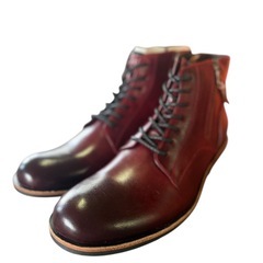 【新品】ENZO RAUDi バーガンディ レザー ジッパーブーツ26cm相当の画像