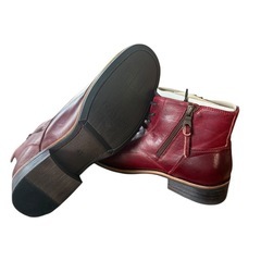 【新品】ENZO RAUDi バーガンディ レザー ジッパーブーツ26cm相当の画像