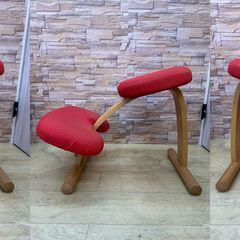 ※即 サカモトハウス balans Easy バランスイージー バランスチェア 姿勢矯正 バランスラボ 赤■幅53㎝×奥行62㎝×高さ54㎝■近隣配送無料 買取帝国 朝霞店の画像