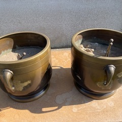 古い火鉢　　銅製？　2個セット
の画像