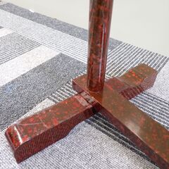 衣桁 帯掛 タオル掛 手ぬぐい掛け 上部横幅42.5cm×高151.5cm 木製 朱塗 漆塗 呉服 着物 和服 家具 民具 ディスプレイ 直接引取可 在庫多数#15176-15184の画像