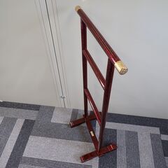 衣桁 帯掛 タオル掛 手ぬぐい掛け 上部横幅43cm×高91cm 木製 朱塗 漆塗 呉服 着物 和服 家具 民具 ディスプレイ 直接引取可 在庫多数#15153-15162の画像