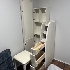 ドレッサー 【取りに来てくださる方のみ】鏡付き 椅子付き 縦170cm横60.5cmの画像